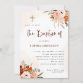 Rustic Oranje Boho | Waterverf Baptisme Kaart (Voorkant)