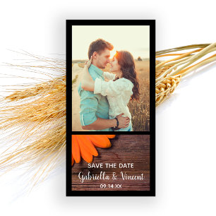 Rustic Oranje Daisy Barn Wedding Save the Date