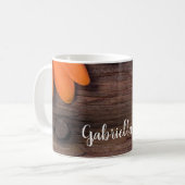 Rustic Oranje Daisy Barn Wood Country Weddenschap Koffiemok (Voorkant links)