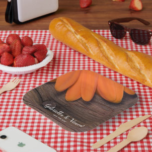 Rustic Oranje Daisy Barn Wood Country Weddenschap Papieren Bordje