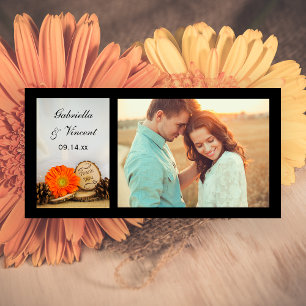 Rustic Oranje Daisy Woodland Weddenschap Bedankkaart