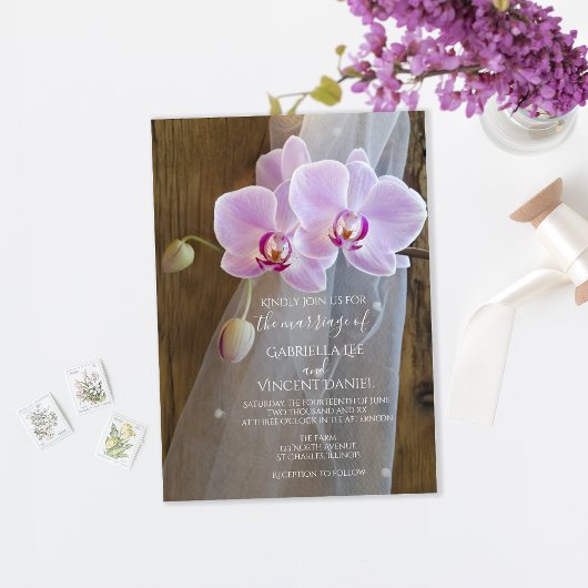 Rustic Orchid Elegance Barne Faire-part de mariage