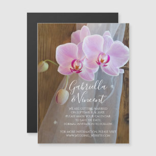 Rustic Orchid Elegance Wedding Save the Date Magnetische Uitnodiging