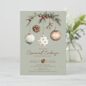 Rustic Ornament Exchange Invitation Kaart (Staand voorkant)