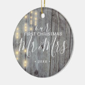 Rustic Our First Kerstman Mr Mrs Photo Keramisch Ornament (Links)