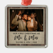 Rustic Our First Kerstman Mr & Mrs Photo Ornament (Voorkant)