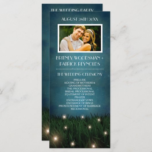 Rustic Outdoor Garden Firefly Programmes de mariag (Devant / Derrière)