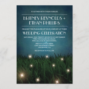 Rustic Outdoor Garden Firefly Wedding Invitations Kaart