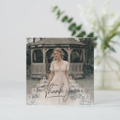 Rustic Overlay Foto Vrijgezellenfeest Script Bedankkaart (Staand voorkant)