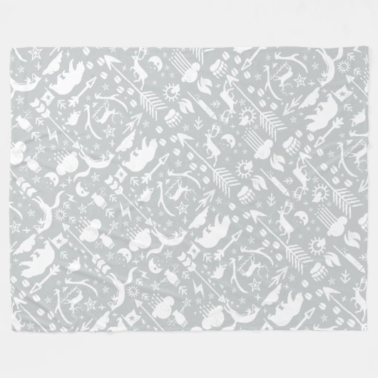 Rustic Owl Beer Deer Fox Woodland Createpatroon Fleece Deken (Voorkant (Horizontaal))