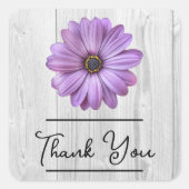 Rustic Paars Daisy Dank je Sticker (Voorkant)