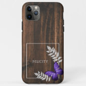 Rustic Paarse Butterfly Hoesje-Mate iPhone Case (Achterkant)