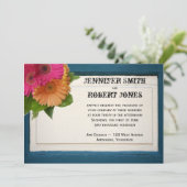 Rustic Painted Wood Daisies Wedding Invitting Kaart (Staand voorkant)