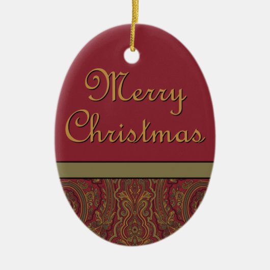 Rustic Paisley Vrolijk Kerstfeest Keramisch Ornament (Voorkant)