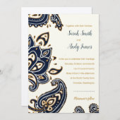 Rustic Paisley Wedding Invitation Kaart (Voorkant / Achterkant)