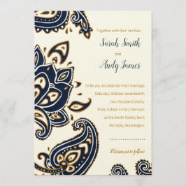 Rustic Paisley Wedding Invitation Kaart