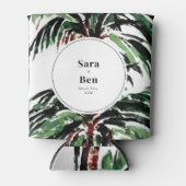 Rustic Pakte Palm Trees Beach Wedding Blikjeskoeler (Voorkant)