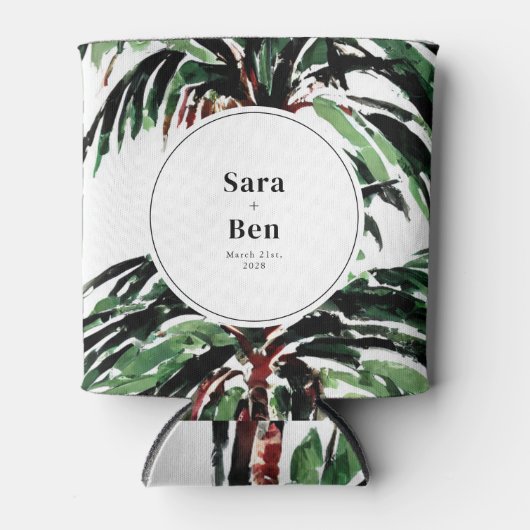 Rustic Pakte Palm Trees Beach Wedding Blikjeskoeler (Voorkant)