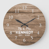 Rustic Pallet Wood Mr. en Mrs Wedding Grote Klok (Voorkant)