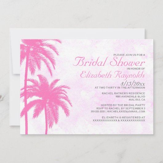 Rustic Palm Tree Beach Invitations de douche nupti (Devant)