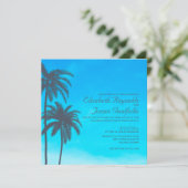 Rustic Palm Tree Wedding Invitations Kaart (Staand voorkant)