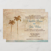 Rustic Palm Trees Beach Wedding Invitations Kaart (Voorkant / Achterkant)
