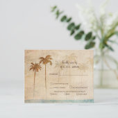 Rustic Palm Trees Beach Wedding rsvp Kaartje (Staand voorkant)