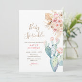 Rustic Pampas Baby Sprinkle Invitation Kaart (Staand voorkant)