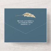 Rustic Pampas Eucalyptus Arch Dusty Blue Wedding All In One Uitnodiging (Achterkant)
