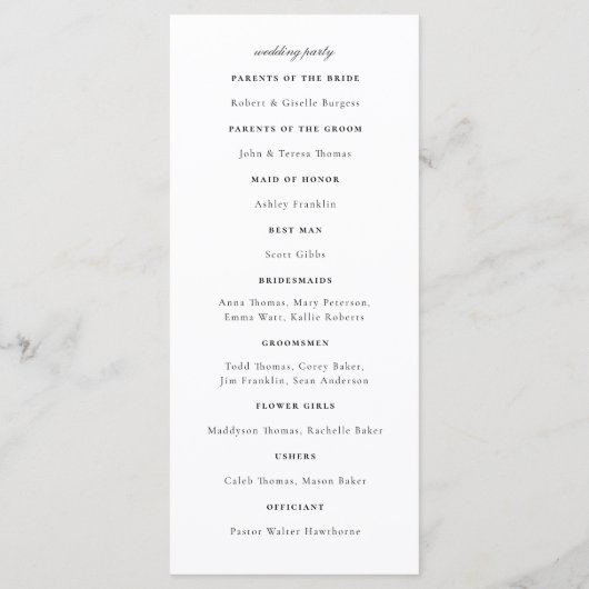 Rustic Pampas Grass Wedding Programma (Achterkant)