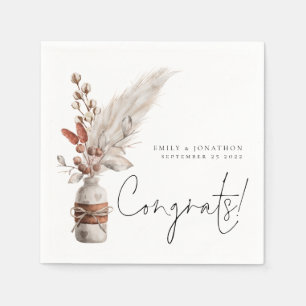 Rustic Pampas Grasses Names Congrats Wedding Servet