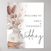 Rustic Pampas Grasses Overlay Welkom bij bruiloft Poster (Voorkant)