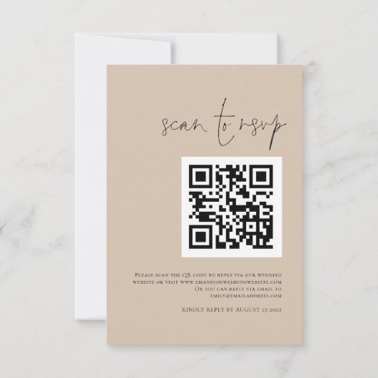 Rustic Pampas Grasses QR Code Weddenschap RSVP Kaartje (Achterkant)
