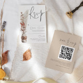 Rustic Pampas Grasses QR Code Weddenschap RSVP Kaartje