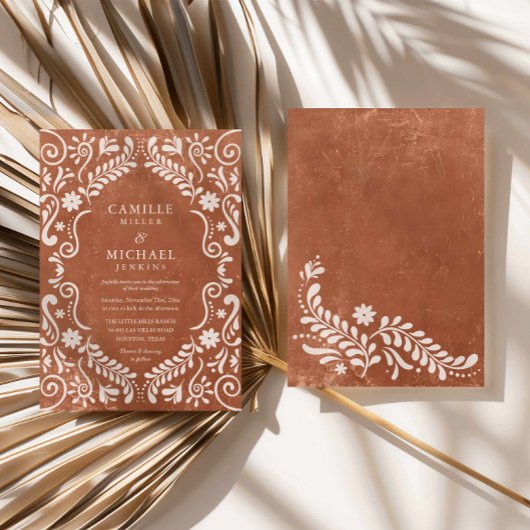 Rustic Papel Picado Mexicaanse bruiloft Kaart