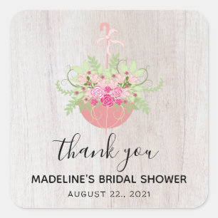 RUSTIC Paraplu  Bruidsuitnodiging Dank Je Vierkante Sticker