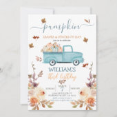 Rustic Paste blue truck anniversaire Invitation (Devant)