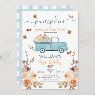 Rustic Paste blue truck anniversaire Invitation