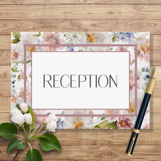 Rustic Pastel April Waterverf Floral Wedding Informatiekaartje