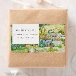 Rustic Pastel Fields Mountain Landscape Address Etiket
