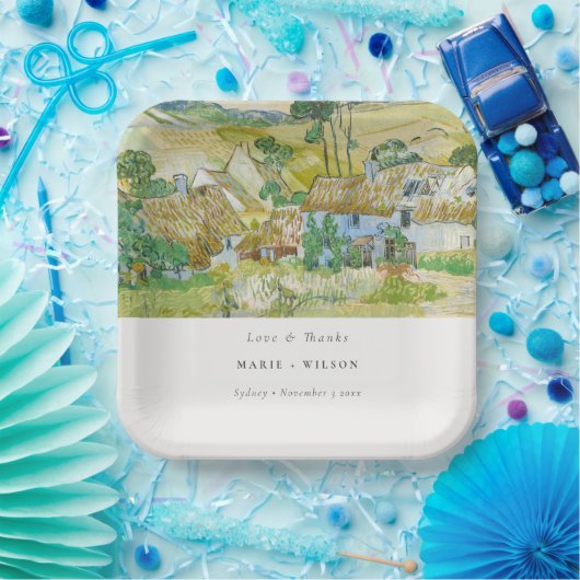 Rustic Pastel Fields Mountain Landscape Wedding Papieren Bordje (Feest)