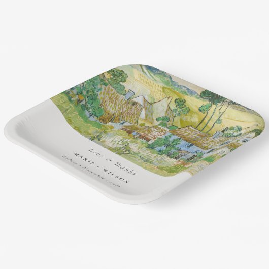 Rustic Pastel Fields Mountain Landscape Wedding Papieren Bordje (Gebogen)