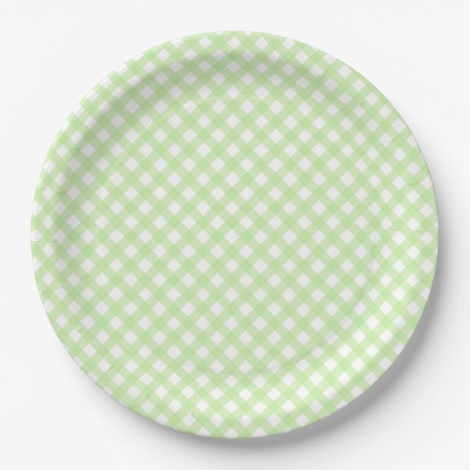 Rustic, Pastel Green Gingham Pattern Papieren Bordje (Voorkant)