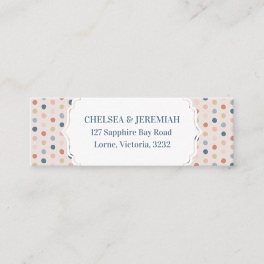 Rustic Pastel Polka Dot Custom Address Kaart Mini Visitekaartje (Voorkant)