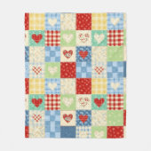 Rustic Patchwork Harten Picknick Patroon (1) Fleece Deken (Voorkant)