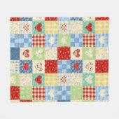 Rustic Patchwork Harten Picknick Patroon (1) Fleece Deken (Voorkant (Horizontaal))