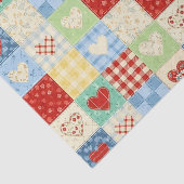 Rustic Patchwork Harten Picknick Patroon (1) Tissuepapier (Detail)