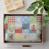 Rustic Patchwork Harten Picknick Patroon (1) Tissuepapier (Geschenk)