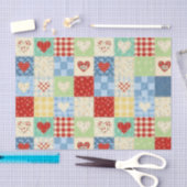 Rustic Patchwork Harten Picknick Patroon (1) Tissuepapier (Craft)