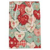 Rustic Patchwork Harten Picknick Patroon (2) Medium Cadeauzakje (Voorkant)